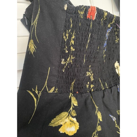 NWT H&M Linen-blend Cotton Off-the-shoulder Midi Dress Black/Floral XXL COttage - Picture 8 of 12